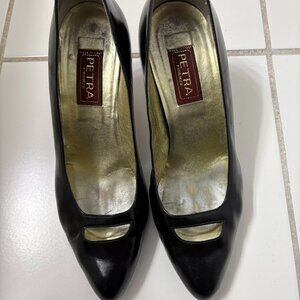 Vintage Petra Firenze Women's Black Leather Heels Size 8 M
